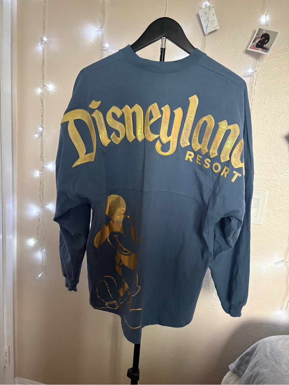 Disney Navy Long-Sleeve Tee with Gold Disneyland Resort Print